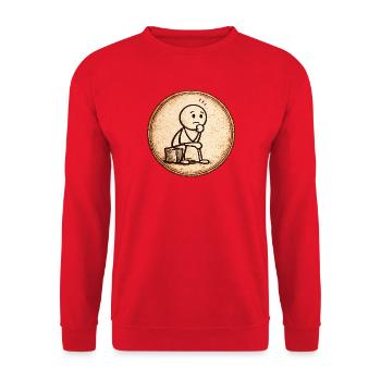 Sepia Denker Skizze - Unisex Pullover - Rot - Vorne - Alina (178cm) & Michal (187cm)