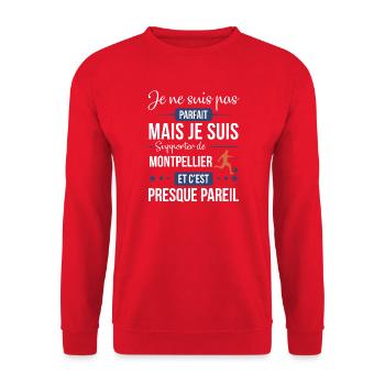 Je Ne Suis Pas Parfait Mais Je Suis Supporter D... - Sweat-shirt Unisexe - rouge - Devant - Alina (178cm) & Michal (187cm)