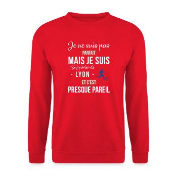 Je Ne Suis Pas Parfait Mais Je Suis Supporter D... - Sweat-shirt Unisexe - rouge - Devant - Alina (178cm) & Michal (187cm)