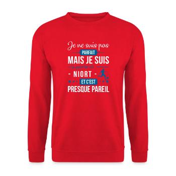 Je Ne Suis Pas Parfait Mais Je Suis Supporter D... - Sweat-shirt Unisexe - rouge - Devant - Alina (178cm) & Michal (187cm)