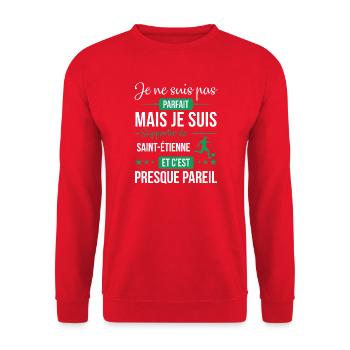 Je Ne Suis Pas Parfait Mais Je Suis Supporter D... - Sweat-shirt Unisexe - rouge - Devant - Alina (178cm) & Michal (187cm)