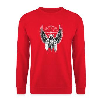 Göttervater - Odin - Unisex Pullover - Rot - Vorne - Alina (178cm) & Michal (187cm)