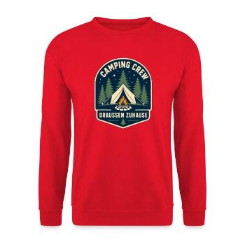 Camping Crew Draußen Zuhause - Unisex Pullover - Rot - Vorne - Alina (178cm) & Michal (187cm)
