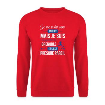 Je Ne Suis Pas Parfait Mais Je Suis Supporter D... - Sweat-shirt Unisexe - rouge - Devant - Alina (178cm) & Michal (187cm)