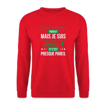 Je Ne Suis Pas Parfait Mais Je Suis Supporter D... - Sweat-shirt Unisexe - rouge - Devant - Alina (178cm) & Michal (187cm)