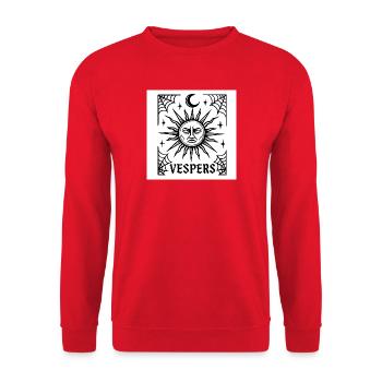 Tarot der Dämmerung – Gotische okkulte Linienkunst - Unisex Pullover - Rot - Vorne - Alina (178cm) & Michal (187cm)