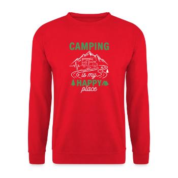 Camping ist mein Happy Place - Unisex Pullover - Rot - Vorne - Alina (178cm) & Michal (187cm)
