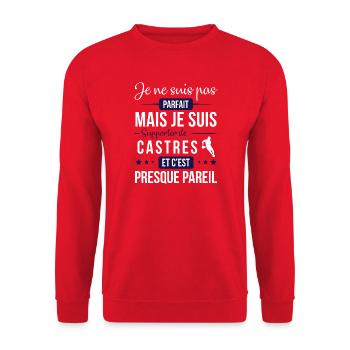 Je Ne Suis Pas Parfait Mais Je Suis Supporter D... - Sweat-shirt Unisexe - rouge - Devant - Alina (178cm) & Michal (187cm)