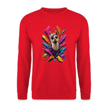 Llama Neon Sliver Style - Unisex Sweatshirt - red - Front - Alina (178cm) & Michal (187cm)