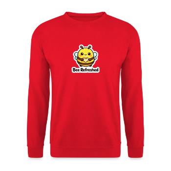 Biene Genießt Kaffee Sticker - Unisex Pullover - Rot - Vorne - Alina (178cm) & Michal (187cm)