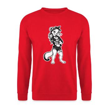 Rebellischer Hermelin - Unisex Pullover - Rot - Vorne - Alina (178cm) & Michal (187cm)