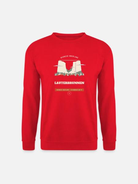 Lauterbrunnen-Tal Retro-Reiseemblem - Unisex Pullover - Rot