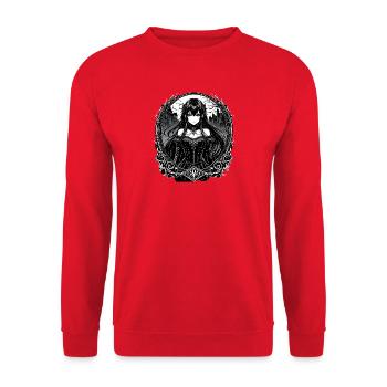 Gothic Anime-Dame im viktorianischen Rahmen - Unisex Pullover - Rot - Vorne - Alina (178cm) & Michal (187cm)