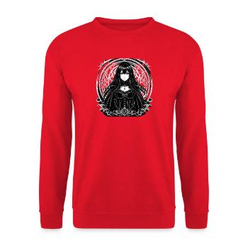 Gothic Mandala: Mädchen im Korsett - Unisex Pullover - Rot - Vorne - Alina (178cm) & Michal (187cm)