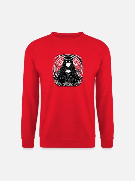 Gothic Mandala: Mädchen im Korsett - Unisex Pullover - Rot