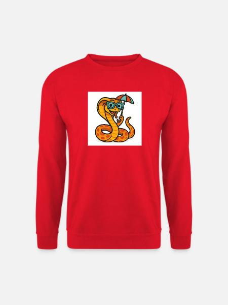 Fröhliche Schlange mit Regenschirm - Unisex Pullover - Rot