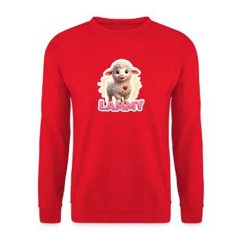 Lammy Lamm Herz Sticker - Unisex Pullover - Rot - Vorne - Alina (178cm) & Michal (187cm)