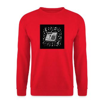 Beatmaschine im Notenkreis - Unisex Pullover - Rot - Vorne - Alina (178cm) & Michal (187cm)