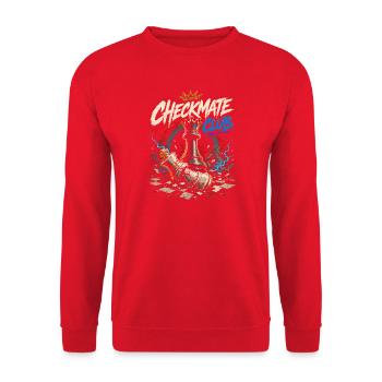  Vintage Schachspieler Schachspiel Schachbrett - Unisex Pullover - Rot - Vorne - Alina (178cm) & Michal (187cm)