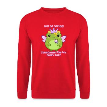 Froschfee sucht Märchen im Urlaub  - Unisex Pullover - Rot - Vorne - Alina (178cm) & Michal (187cm)