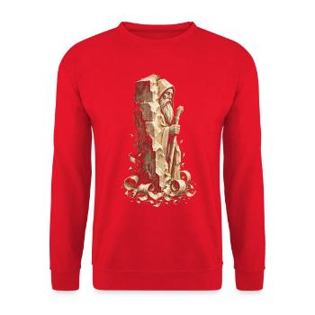 Holzschnitzerei Schnitzen Holzschnitzen - Unisex Pullover - Rot - Vorne - Alina (178cm) & Michal (187cm)