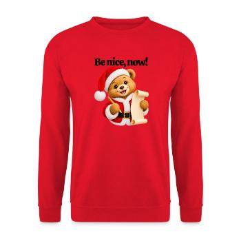 Der Weihnachtsteddybär - Unisex Pullover - Rot - Vorne - Alina (178cm) & Michal (187cm)