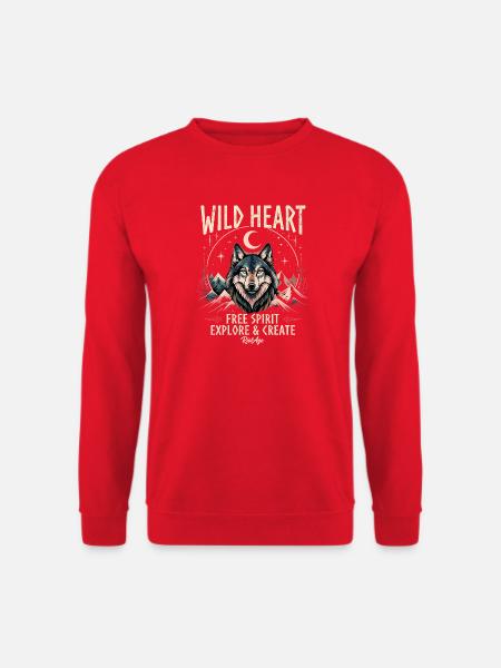 Wolf Wild Heart. Free Spirit - Unisex Pullover - Rot