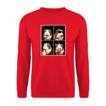 Meerschweinchen Meerschwein - Unisex Pullover - Rot - Vorne - Alina (178cm) & Michal (187cm)