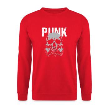 Punk Schädel Gasmaske - Unisex Pullover - Rot - Vorne - Alina (178cm) & Michal (187cm)