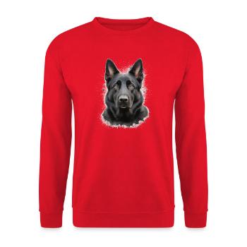 schwarzer Schäferhund  - Unisex Pullover - Rot - Vorne - Alina (178cm) & Michal (187cm)