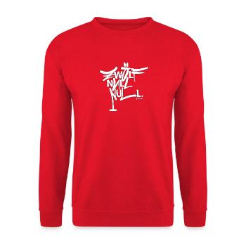 1200 Graffiti Schriftzug - Unisex Pullover - Rot - Vorne - Alina (178cm) & Michal (187cm)