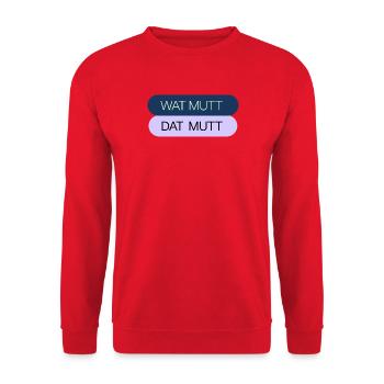 WAT MUTT - DAT MUTT - Unisex Pullover - Rot - Vorne - Alina (178cm) & Michal (187cm)