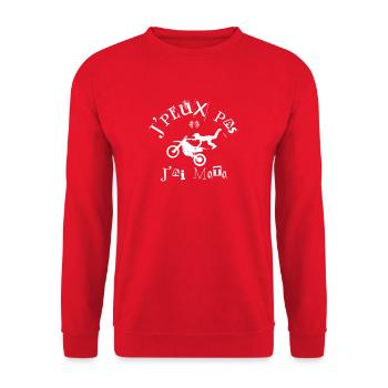 J'peux pas j'ai moto - Sweat-shirt Unisexe - rouge - Devant - Alina (178cm) & Michal (187cm)