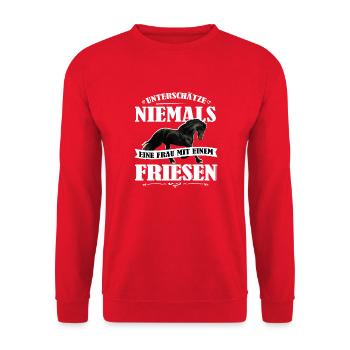 UN Friesen - Unisex Pullover - Rot - Vorne - Alina (178cm) & Michal (187cm)