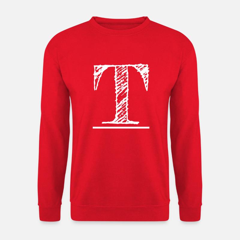 Riesen-T-Buchstabe - von Hand (weiß) - Unisex Pullover - Rot