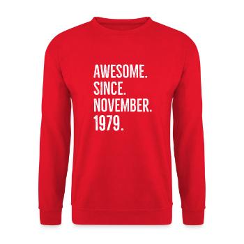 Awesome Since November 1979 - Unisex Sweatshirt - red - Front - Alina (178cm) & Michal (187cm)