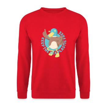 KEEP THE SEA PLASTIC FREE - RETTET DIE MEERE - Unisex Pullover - Rot - Vorne - Alina (178cm) & Michal (187cm)