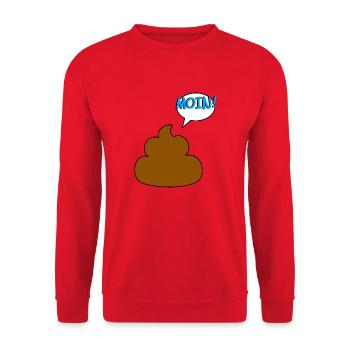 Kackhaufen sagt MOIN! - Unisex Pullover - Rot - Vorne - Alina (178cm) & Michal (187cm)