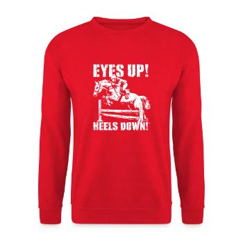 Posture de conduite parfaite : les yeux vers le haut - Sweat-shirt Unisexe - rouge - Devant - Alina (178cm) & Michal (187cm)