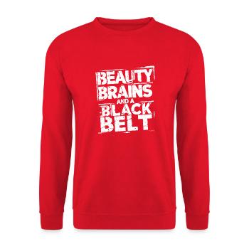 Karate with style and strength - Unisex Sweatshirt - red - Front - Alina (178cm) & Michal (187cm)