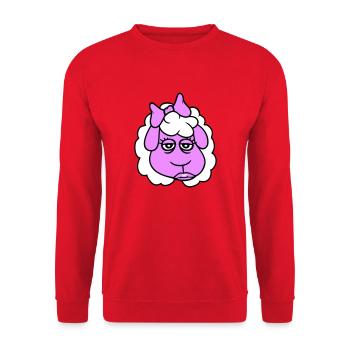Schaf Mädchen Frau Gesicht Weiblich Hübsch Müde - Unisex Pullover - Rot - Vorne - Alina (178cm) & Michal (187cm)