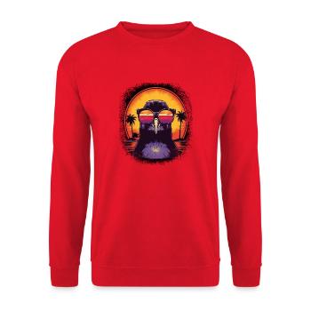Quote DJ Funny Sayings Dancing Penguin Bird Dance - Unisex Sweatshirt - red - Front - Alina (178cm) & Michal (187cm)