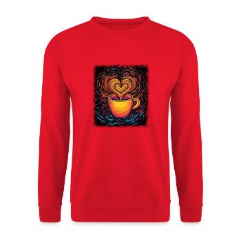 tired latte coffee cup roastedbeans - Unisex Sweatshirt - red - Front - Alina (178cm) & Michal (187cm)