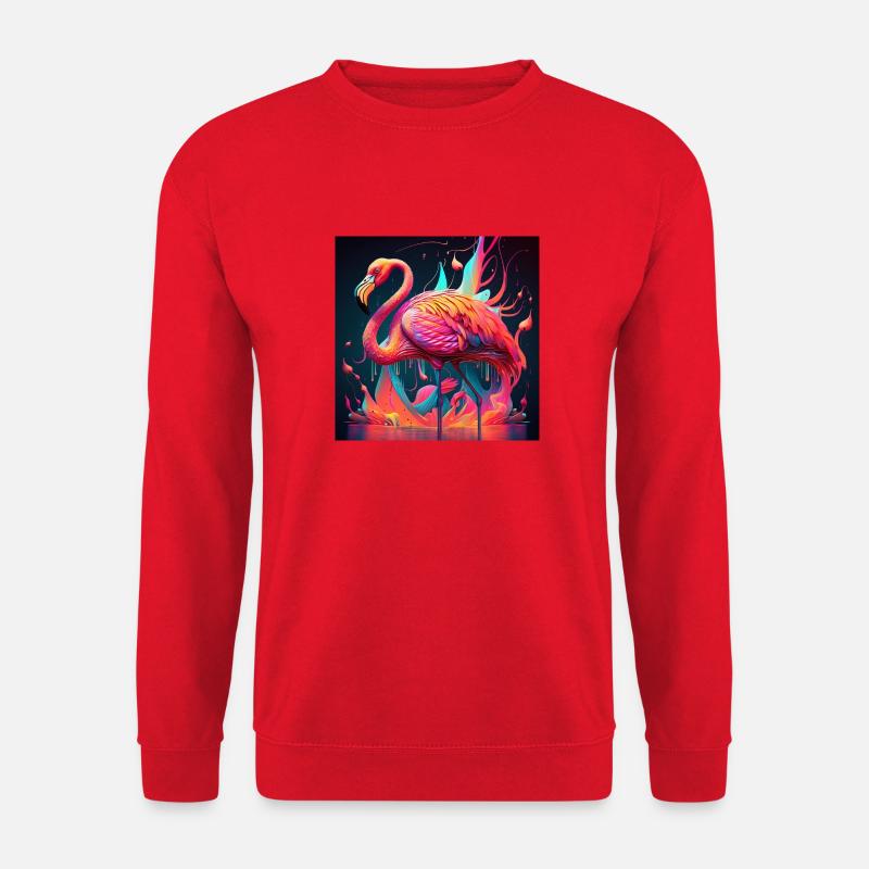 Farbiger Flamingo, einzigartiges Design - Unisex Pullover - Rot