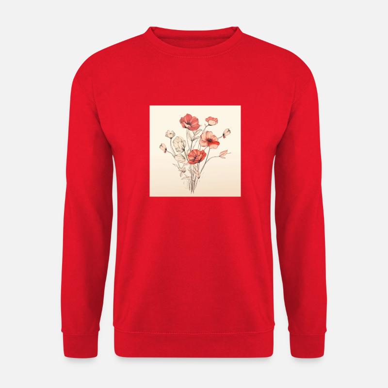 one line art flowers in hand - Unisex Pullover - Rot
