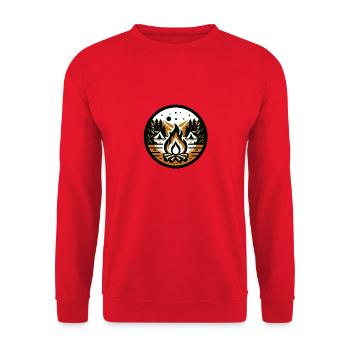 Lagerfeuer im Wald - Unisex Pullover - Rot - Vorne - Alina (178cm) & Michal (187cm)