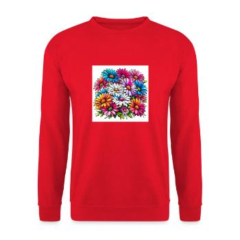 Colourful Daisy Drawing - Unisex Sweatshirt - red - Front - Alina (178cm) & Michal (187cm)