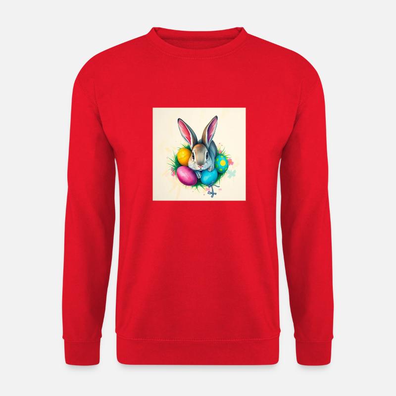 „Hasenparty & Farbenmeer“ - Unisex Pullover - Rot
