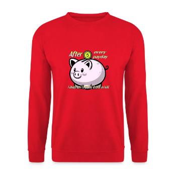 Piggy bank. Dreams, savings, paycheck. - Unisex Sweatshirt - red - Front - Alina (178cm) & Michal (187cm)