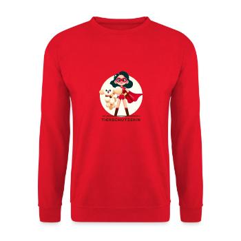 Tierschützerin | Superheldin | Tierschutz - Unisex Pullover - Rot - Vorne - Alina (178cm) & Michal (187cm)